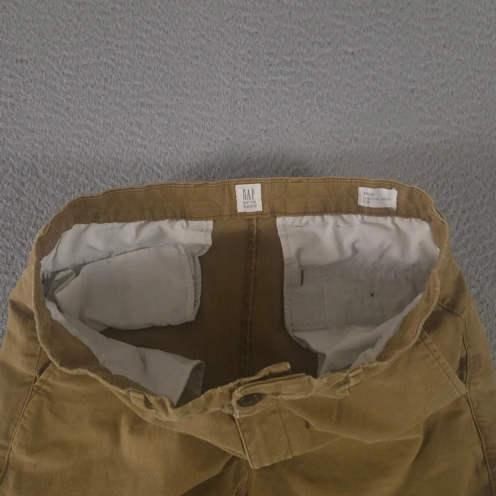 Gap Pants Mens 34x32 Tan Essential Khaki Slim Fit Stretch GapFlex Chino Trousers
